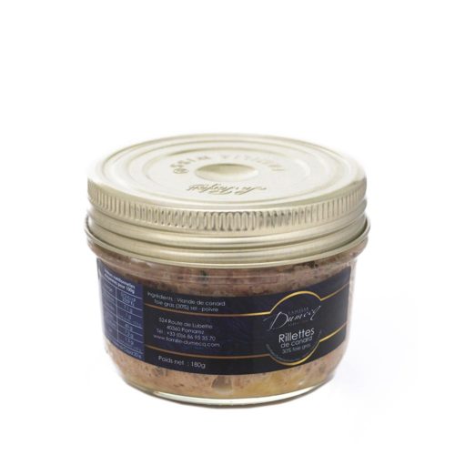 Rillettes de canard des Landes 30¨% foie gras de canard - Famille Dumecq